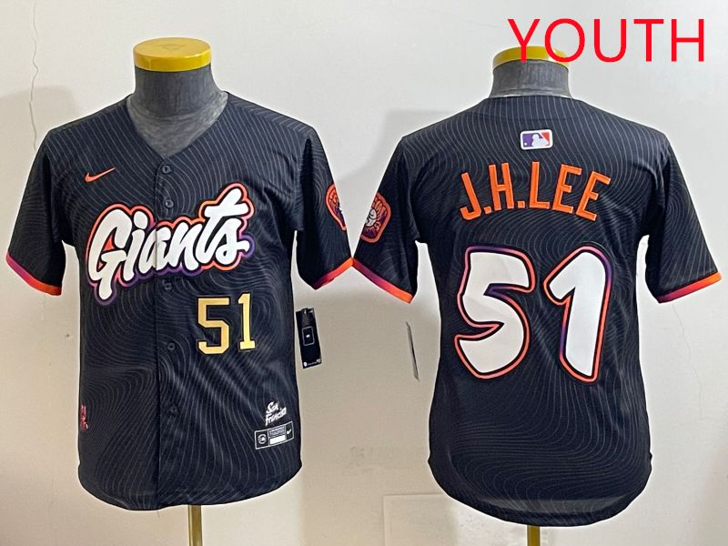 Youth San Francisco Giants #51 J.H.Lee Black Joint Name 2025 Nike MLB Jersey style 5